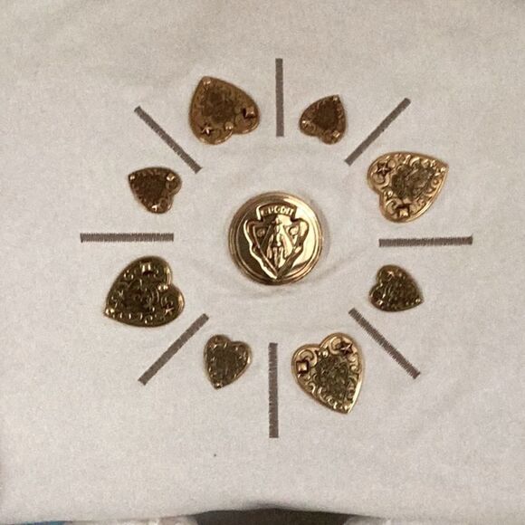 GUCCI OFF WHITE LEATHER LARGE TOTE SHOULDER BAG GOLD HEARTS GROMMET EMBELLISHED - Picture 5 of 13